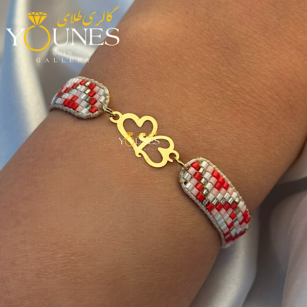 دستبند میوکی بند لاو دوقلب طلا